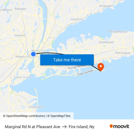 Marginal Rd N at Pleasant Ave to Fire Island, Ny map