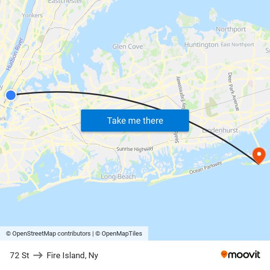 72 St to Fire Island, Ny map