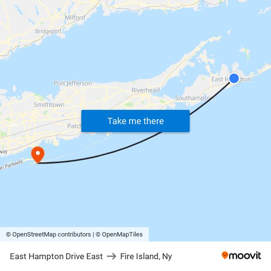 East Hampton Drive East to Fire Island, Ny map