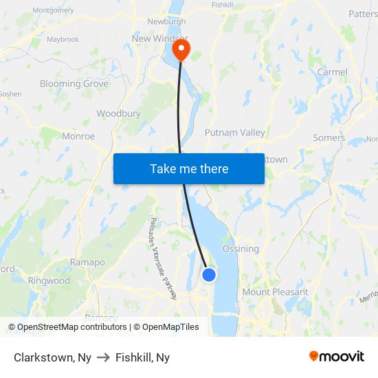 Clarkstown, Ny to Fishkill, Ny map