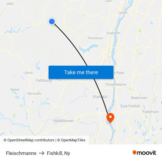 Fleischmanns to Fishkill, Ny map