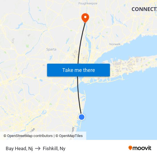 Bay Head, Nj to Fishkill, Ny map