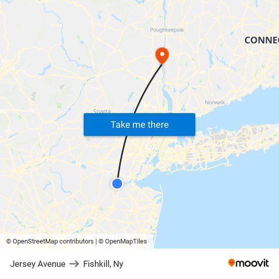 Jersey Avenue to Fishkill, Ny map