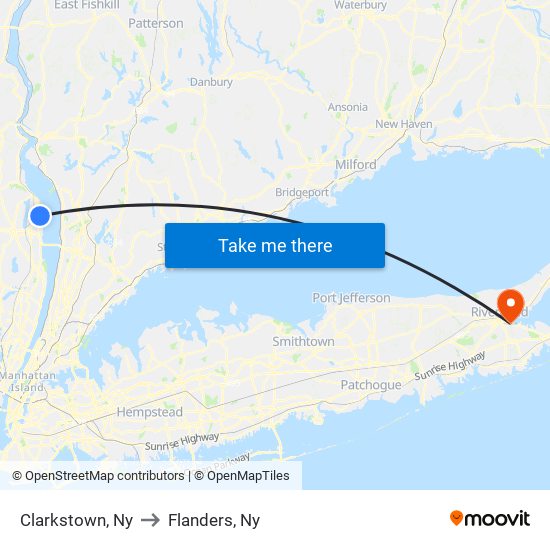 Clarkstown, Ny to Flanders, Ny map