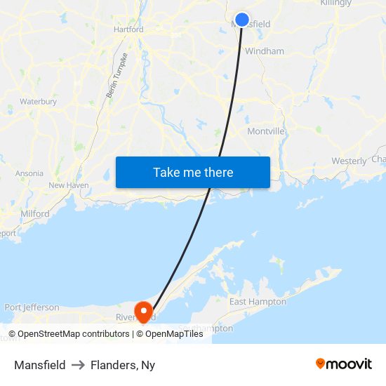 Mansfield to Flanders, Ny map