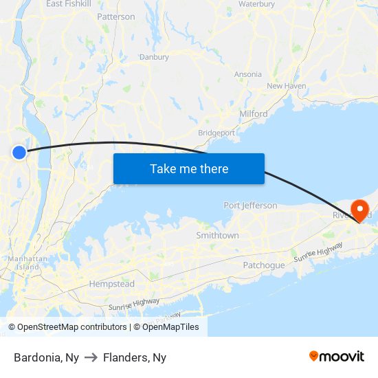 Bardonia, Ny to Flanders, Ny map