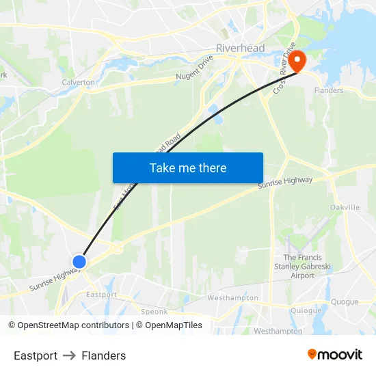 Eastport to Flanders map