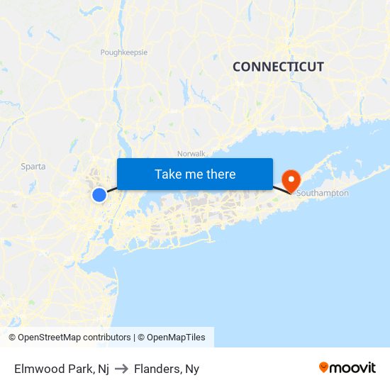 Elmwood Park, Nj to Flanders, Ny map