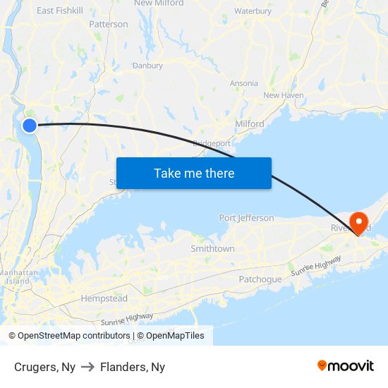 Crugers, Ny to Flanders, Ny map