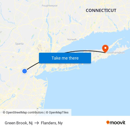 Green Brook, Nj to Flanders, Ny map