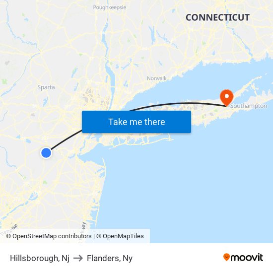 Hillsborough, Nj to Flanders, Ny map