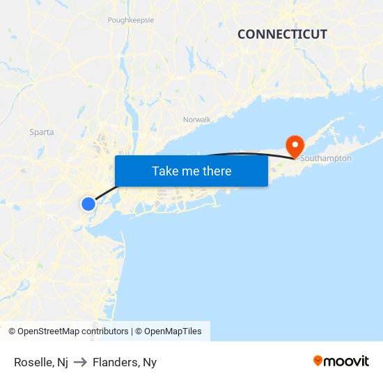 Roselle, Nj to Flanders, Ny map