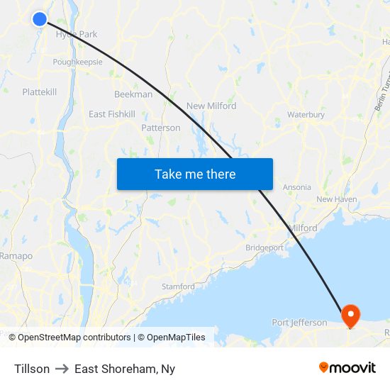 Tillson to East Shoreham, Ny map