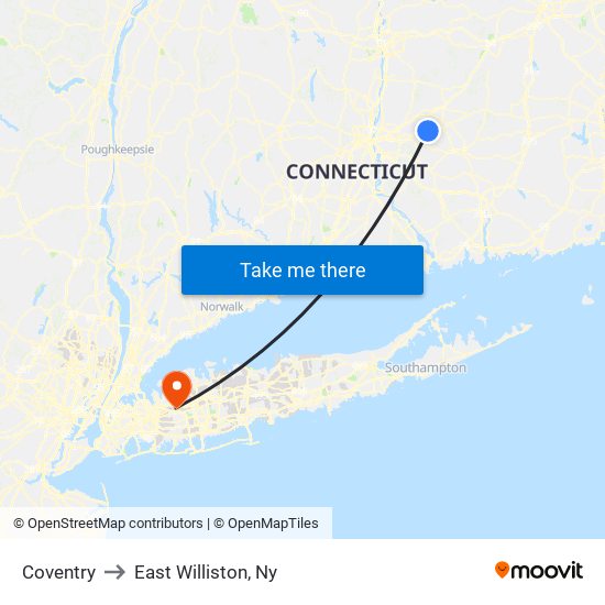 Coventry to East Williston, Ny map