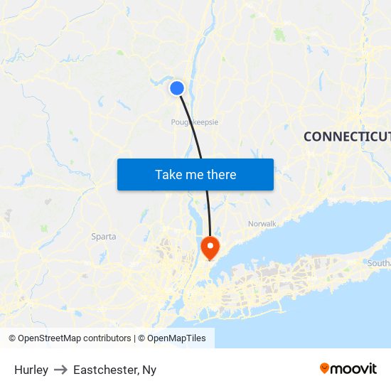 Hurley to Eastchester, Ny map