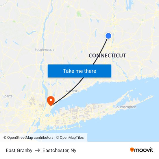 East Granby to Eastchester, Ny map