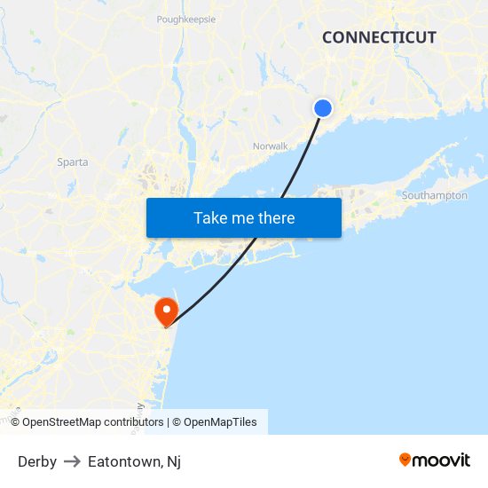 Derby to Eatontown, Nj map