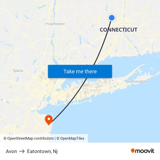 Avon to Eatontown, Nj map