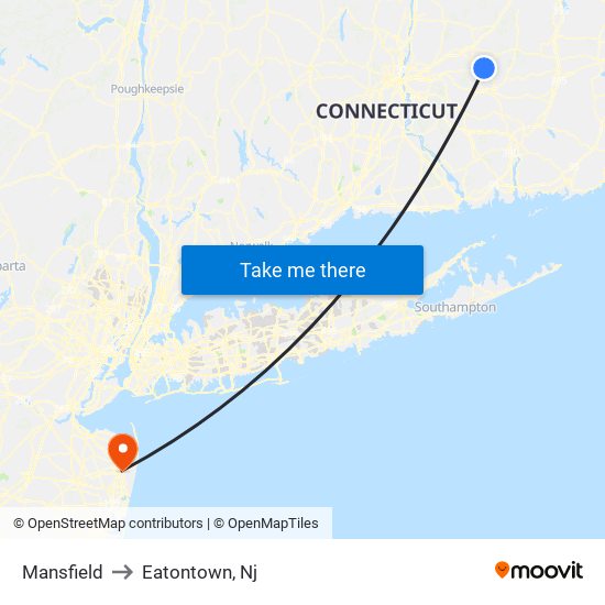 Mansfield to Eatontown, Nj map