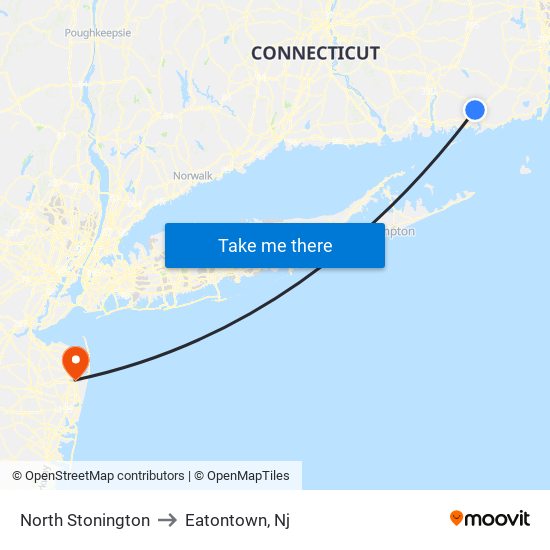 North Stonington to Eatontown, Nj map