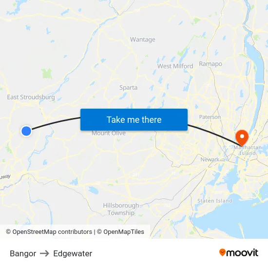 Bangor to Edgewater map