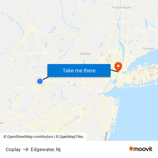 Coplay to Edgewater, Nj map