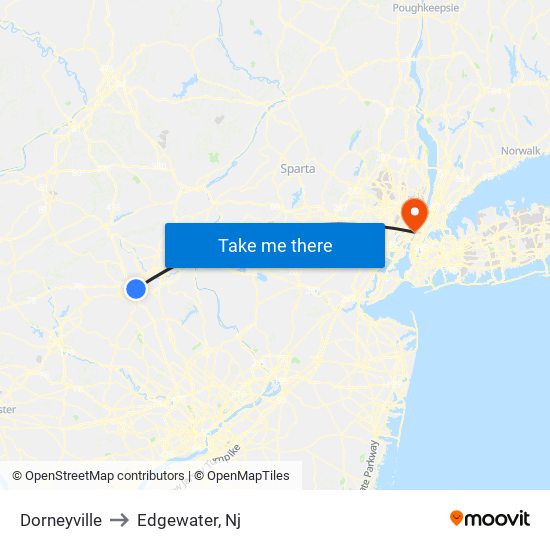 Dorneyville to Edgewater, Nj map