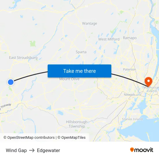 Wind Gap to Edgewater map