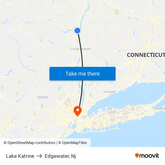 Lake Katrine to Edgewater, Nj map
