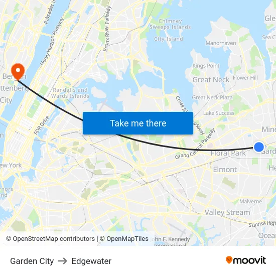 Garden City to Edgewater map