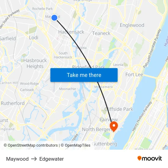 Maywood to Edgewater map