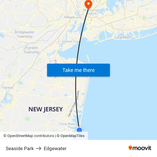 Seaside Park to Edgewater map