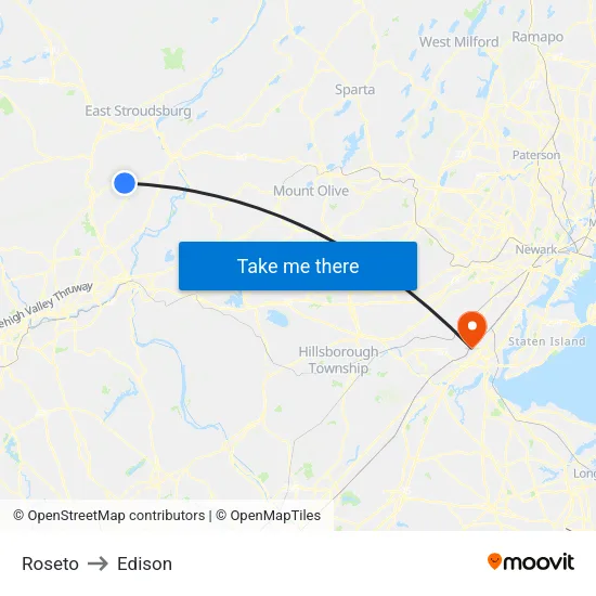 Roseto to Edison map