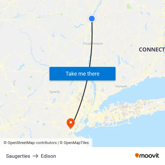 Saugerties to Edison map