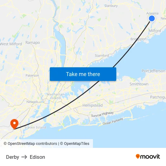 Derby to Edison map