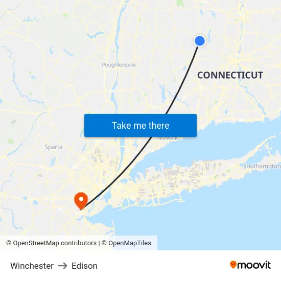 Winchester to Edison map