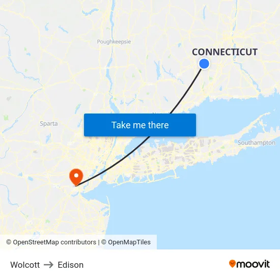 Wolcott to Edison map