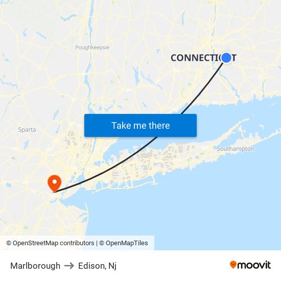 Marlborough to Edison, Nj map