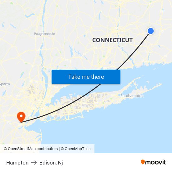 Hampton to Edison, Nj map