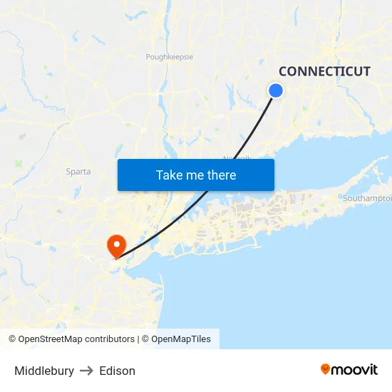 Middlebury to Edison map