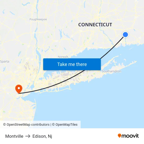 Montville to Edison, Nj map