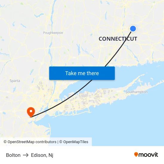 Bolton to Edison, Nj map