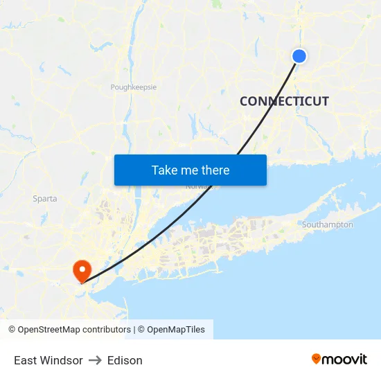 East Windsor to Edison map