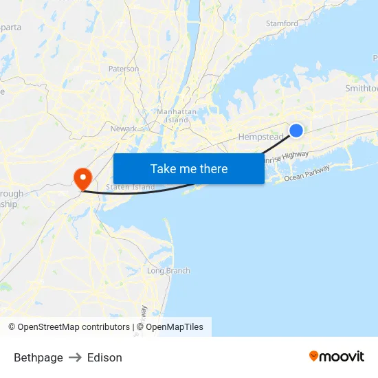 Bethpage to Edison map