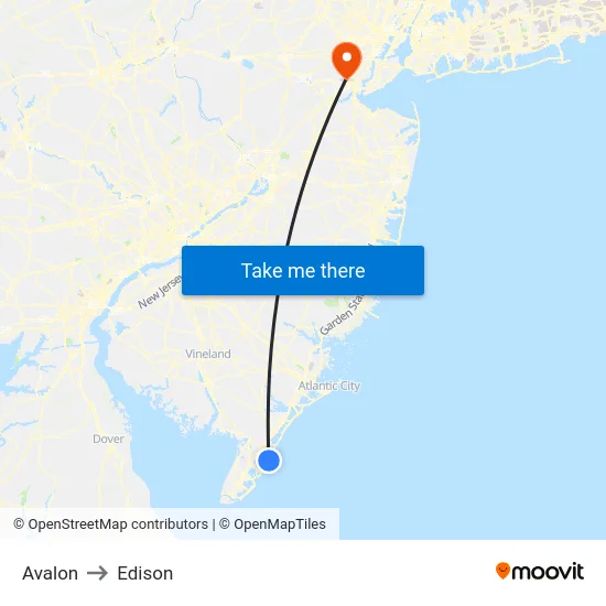 Avalon to Edison map