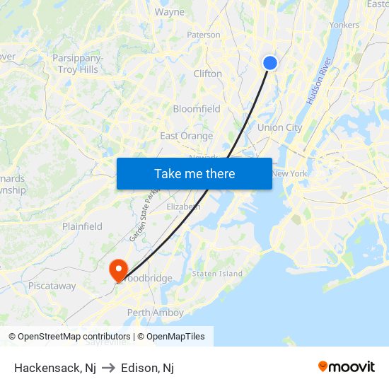 Hackensack, Nj to Hackensack, Nj map