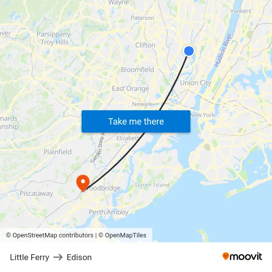 Little Ferry to Edison map
