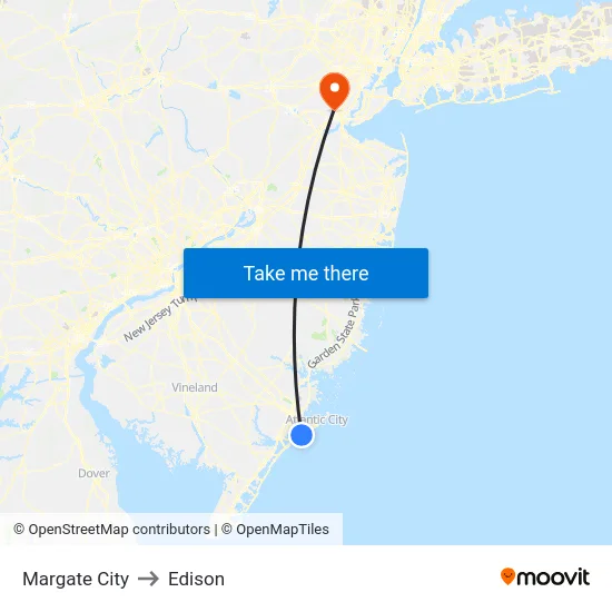 Margate City to Edison map
