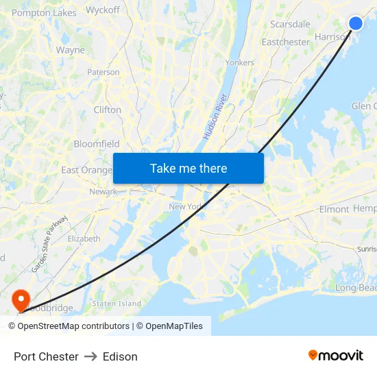 Port Chester to Edison map