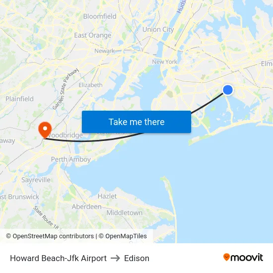 Howard Beach-Jfk Airport to Edison map